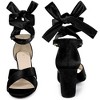 BLISSFUL STEP Women's Cross Strap Chunky Heel Lace Up Heeled Sandals - 2 of 3