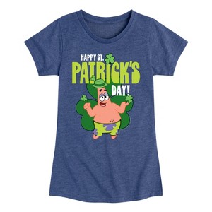 Girls' - SpongeBob Squarepants - Happy St. Patricks Day Fitted Short Sleeve Graphic T-Shirt - 1 of 4