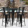 Emma and Oliver Commercial 24" Round Black Metal Indoor-Outdoor Bar Table Set-4 Cafe Stools - 2 of 4