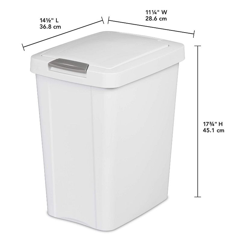 Sterilite Gallon TouchTop Narrow Plastic Wastebasket with Secure Titanium Latch for Kitchen, Bathroom, and Office Use, 4 of 8