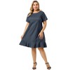 Agnes Orinda Women's Plus Size Cross Back Ruffle Hem Formal Chambray T-Shirt Dresses - 4 of 4