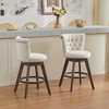 Sapphtopaz Retro Bar Stools Set of 2 with Button Tufted & Nailhead Trim Upholstered Wood Legs Swivel Barstools with Footrest for Kitchen Island - 2 of 4