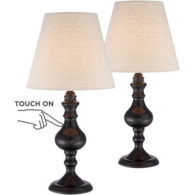 Regency Hill Traditional Accent Table Lamps 18 1/2" High Set of 2 Touch On Off Dark Bronze Off White Empire Shade for Bedroom