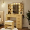 Buenhomino Vanity Desk with Light Sliding Mirror and 5 Drawers, Makeup Vanity Table Set for Bedroom - 3 of 4