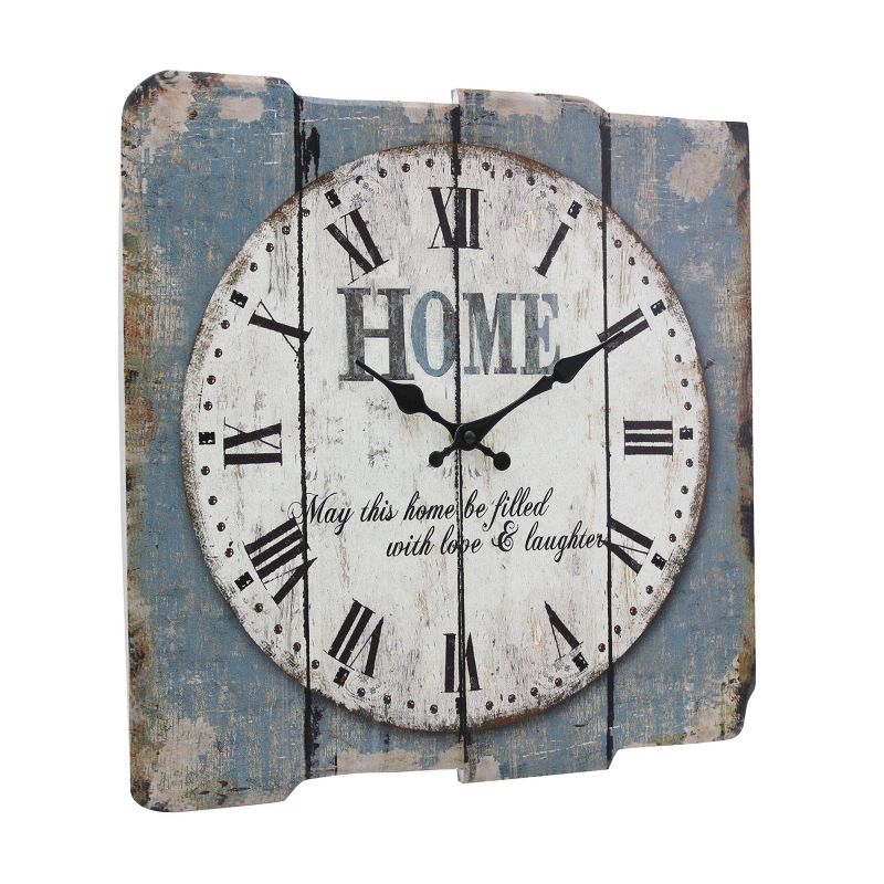 15.7&#34; x 15.7&#34; Decorative Farmhouse Wooden Wall Clock Blue/White - Stonebriar Collection, 3 of 8