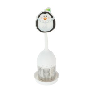 Unique Bargains Tea Infuser Penguin-Design Tea Infuser Hand Wash Only Vertical Style Silicone Stainless Steel White Black 1Set - 1 of 4