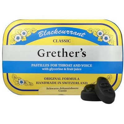 GRETHER'S Pastilles Classic Blackcurrant Natural Remedy Dry Mouth Relief - Soothing Throat & Healthy Voice - Long-Lasting Flavor, Gift for Singers