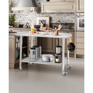 48"x24" Stainless Steel Prep Table w/ Undershelf & Wheels - Heavy-Duty Commercial Worktable for Kitchens - 1 of 4