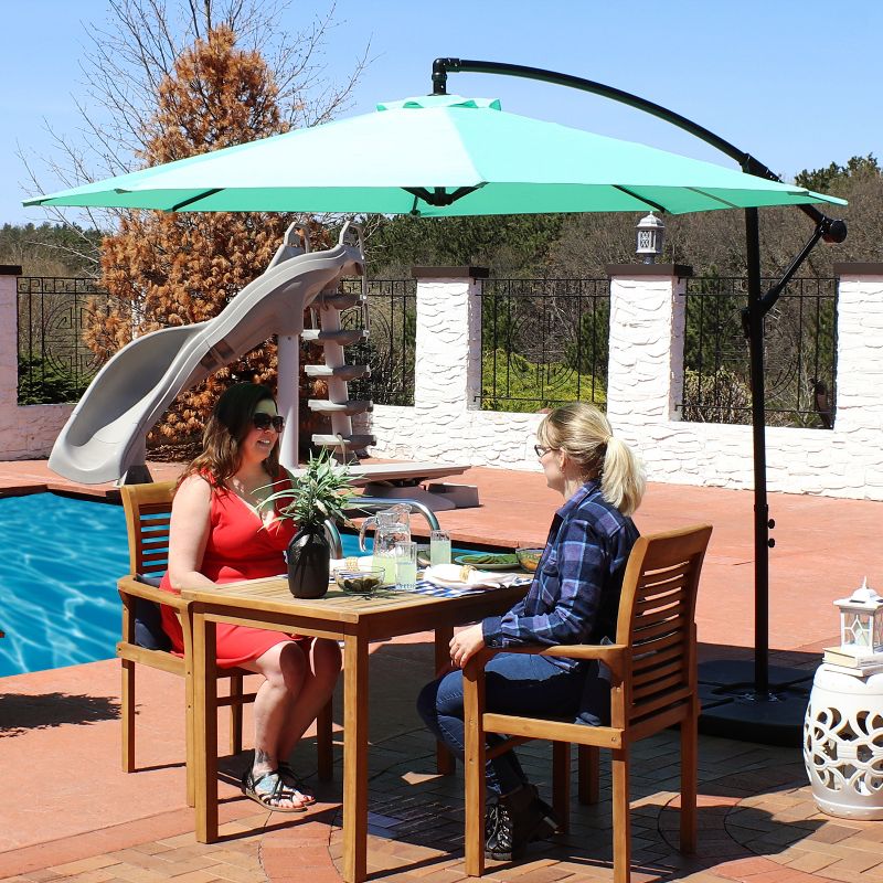 Sunnydaze Outdoor Steel Cantilever Offset Patio Umbrella with Air Vent, Crank, and Base - 9.25', 4 of 23
