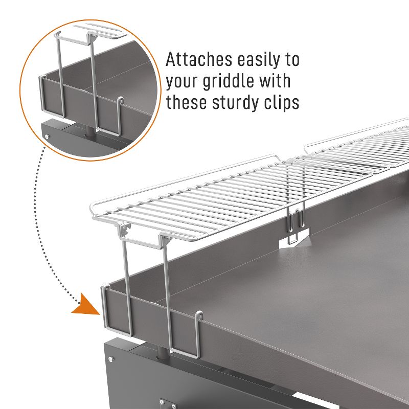 Yukon Glory Griddle Warming Rack Designed for 28 in. Blackstone Griddles, New & Improved Design One-Step Clip on Attachment, 4 of 9