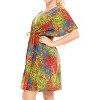 LA LEELA Women's Summer Loose Front Tie Swimsuit Vacation Beachwear Swim Dress Cover Ups X-Large-XX-Large Multicolored, Leaf - 2 of 4