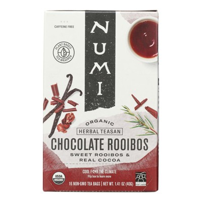 Numi Tea - Organic - Herbal Tea - Chocolate Rooibos  - Case of 6 - 16 Bags