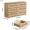 Rattan Dresser for Bedroom with 6/8 Drawers, Double Wood Chest of Drawers with Natural Boho Finish, Long Storage Cabinet for Bedroom, Living Room - 2 of 4
