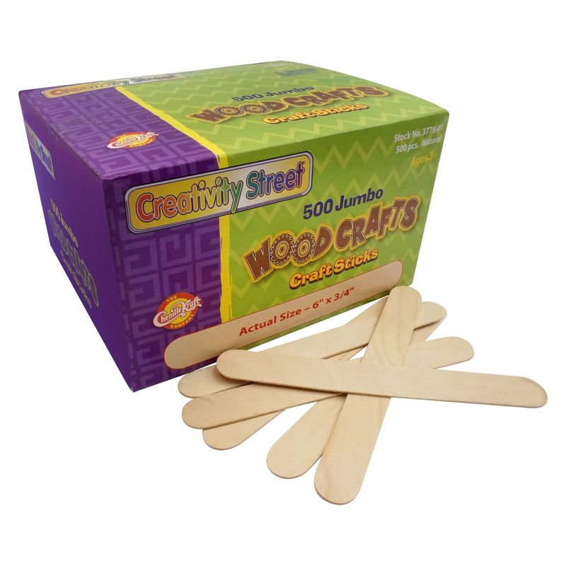 Creativity Street® Jumbo Craft Sticks, Natural, 6" x 0.75", 500 Pieces Per Pack, 2 Packs, 2 of 7