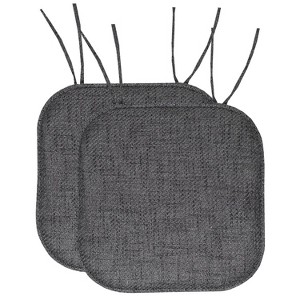Herringbone Stitch Memory Foam Non-Slip 16" x 16" Chair Cushion Pad with Ties by Sweet Home Collection® - 1 of 4