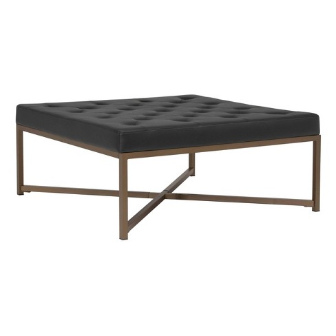 Black leather hot sale ottoman target