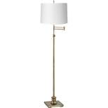 360 Lighting Swing Arm Floor Lamp 70" Tall Antique Brass White Mica Paper Drum Shade for Living Room Reading Bedroom