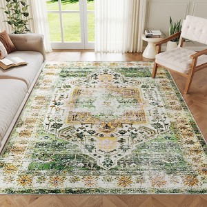 COZONY Washable Area Rug for Living Room, Vintage Distressed Accent Carpet, Non-Slip, Low Pile, Stain Resistant - 1 of 4