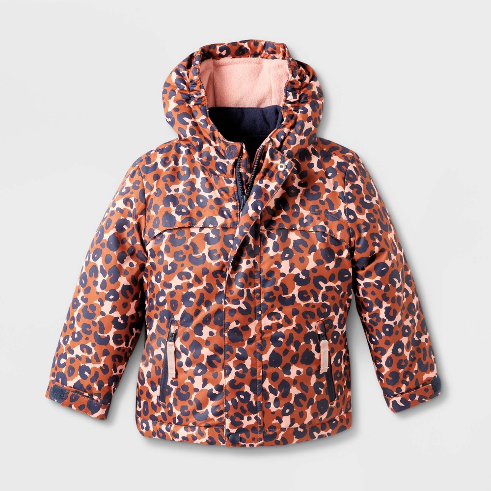 Toddler Girls' Leopard Long Sleeve 3-in-1 Jacket - Cat & Jack Orange 5T