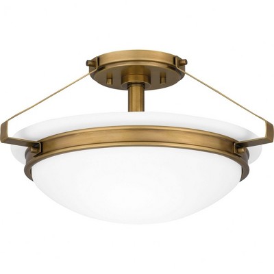 Quoizel Lighting Elderwood 2 - Light Semi-Flush Mount in  Weathered Brass