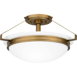 Quoizel Lighting Elderwood 2 - Light Semi-Flush Mount in  Weathered Brass - 1 of 4
