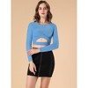 Allegra K Women's Glitter Long Sleeve Cut Out Twist Front Slim Fitted Crop Top - 3 of 4