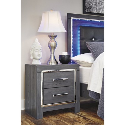 Modern Gray 2-Drawer Nightstand with USB Charging Station