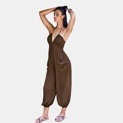 Women's Plunge Halter Jogger Jumpsuit - Cupshe