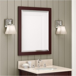 Alaterre Furniture 24x30 in. Beveled Glass Bath Vanity Mirror with Espresso Wood Frame, Modern Wall Mounted Mirror for Bathroom Sink or Entryway - 1 of 4
