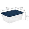 Sterilite Stackable 16 Quart Clear Home Storage Box with Handles and Blue Lid for Efficient, Space Saving Household Storage and Organization, 2 Pack - image 2 of 4