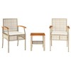 vidaXL 3 Piece Bistro Set with Cushions Beige Poly Rattan Acacia Wood - 2 of 4