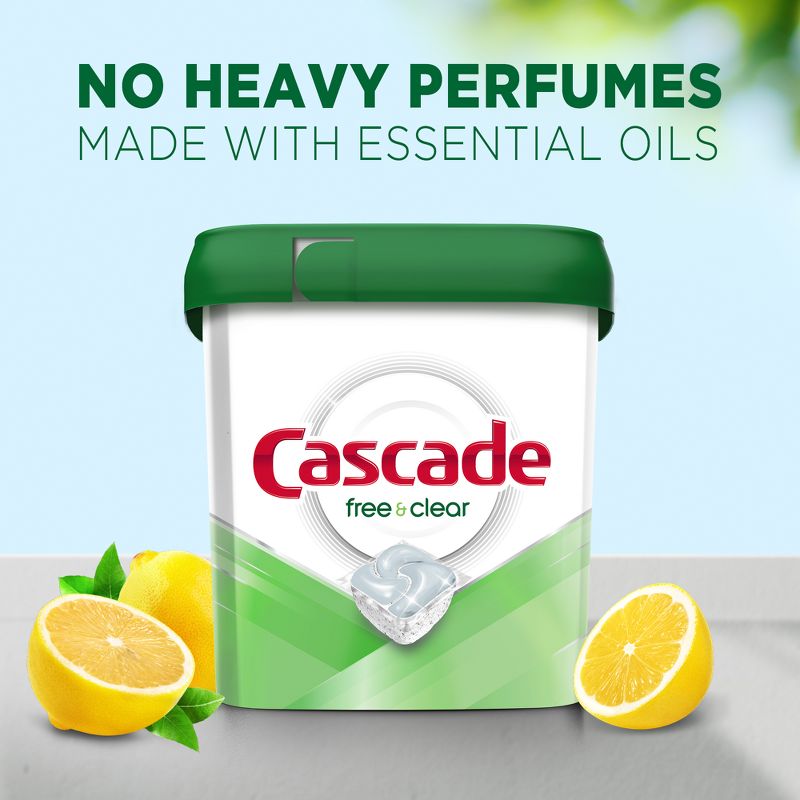 Cascade Lemon Essence Scent Free &#38; Clear ActionPacs Dishwasher Detergent Pods - 62ct, 4 of 11