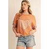 I AM A FASHION JUNKY Desert Gold Stud Heart Patch Textured Dolman Top - 4 of 4