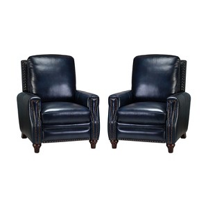 Set of 2 Theresa Modern Upholstery Genuine Leather Recliner with Nailhead Trim for Living Room and Bedroom| ART OF LIVING DESIGNS - 1 of 4