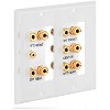 Fosmon 2-Gang 5.1 Surround Sound Distribution Wall Plate w/ Gold Plated 5-Pair Copper Binding Posts + 1 RCA Jack - White - image 3 of 4