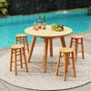 Tangkula 24-Inch Outdoor Wood Bar Stools Set of 4 w/ Round Seat Footrest for Garden - 2 of 4