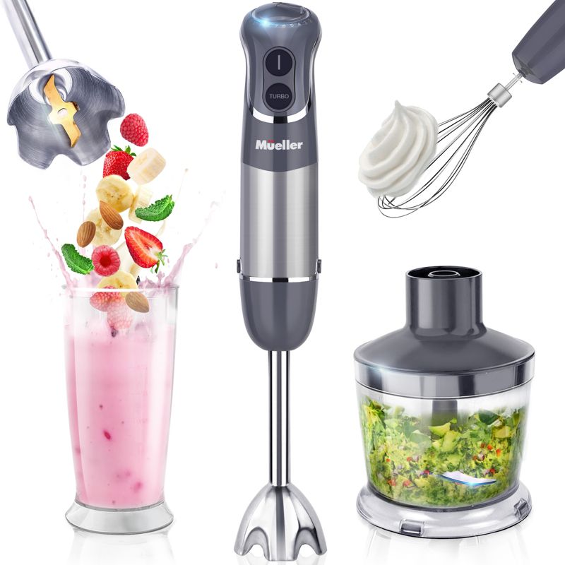 Mueller Hand Blender, 800W 12 Speed and Turbo Mode - Silver, 2 of 11