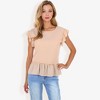 Anna-Kaci Women's Flutter Sleeve Round Neck Blouse With Gathered Waist - 3 of 4