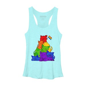 Adult Design By Humans Cat Pile Rainbow Pride Flag By ACEGlobal Racerback Tank Top - 1 of 2