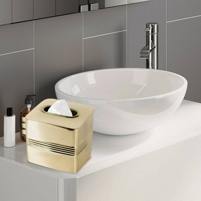 Gold Stainless Steel Square Tissue Box Cover
