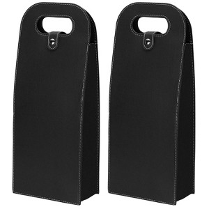 Unique Bargains Foldable Reusable Leather Wine Gift Bags for Picnic Party 2 Pcs - 1 of 4