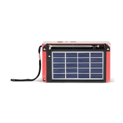 QFX Red Portable AM/FM Shortwave Radio with Bluetooth and Solar Panel