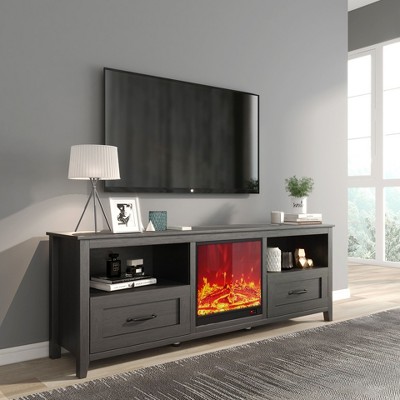 NicBex TV Stand 70 Inch Fireplace TV Stand with 2 Drawers and 4 High-Capacity Storage Compartment for Living Room
