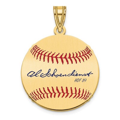 Black Bow Jewelry 14K Gold Plated Red Schoendienst Signature SM Enamel Baseball Pendant