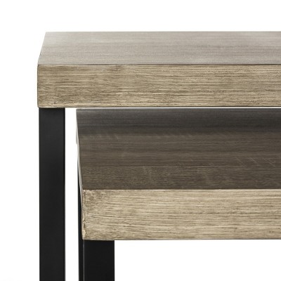 Femi Light Brown and Black Rectangular End Table Set