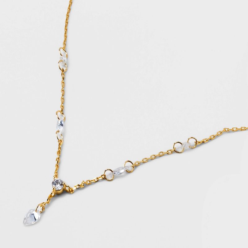 14K Gold Dipped Cubic Zirconia Marquise Y-Necklace - A New Day™, 5 of 6
