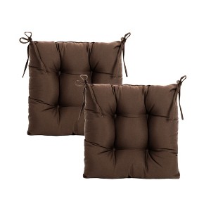 ARTPLANT Outdoor Dinning Seat Pads Cushions with Tie 19"x19"x4",Square Wicker Outdoor Tufted Chair Cushion,Set of 2 - 1 of 4