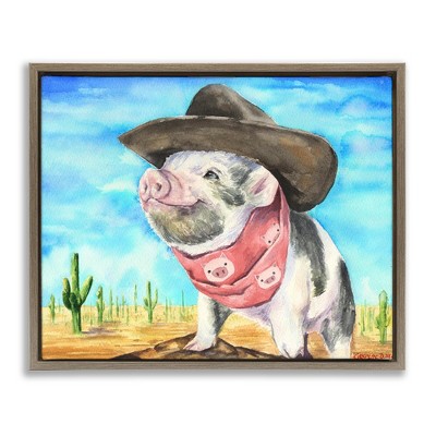 Stupell Industries Wild West Cowboy Pig, 21" x 17"