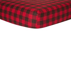 Trend Lab Red & Brown Buffalo Check Flannel Crib Sheet