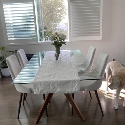 White Cotton Solid Rectangular Table Runner